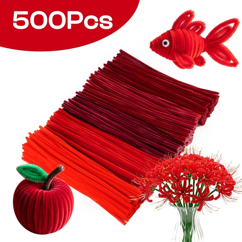 Caydo 500 Pieces Red Pipe Cleaners, Chenille Stems, Pipe Cleaner Crafts for DIY Art and Craft Projects Creative Gift Party Valentine's Day Decorations - Image 4